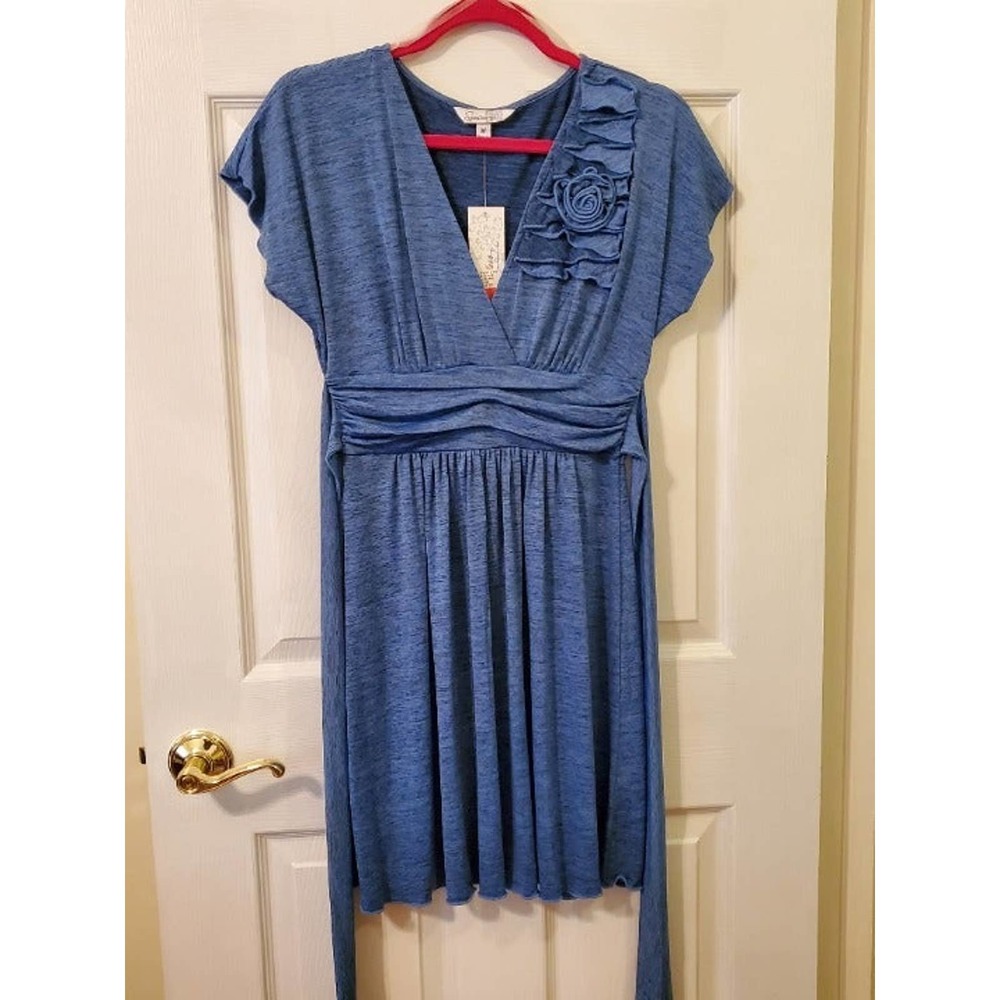 Speechless Blue Flower V-Neck Dress